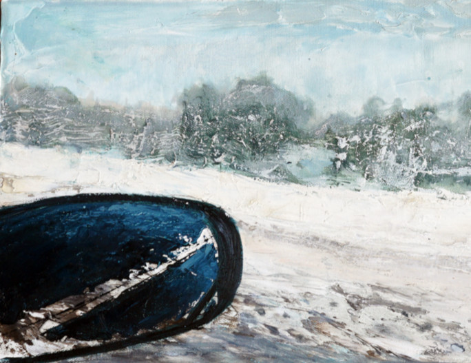 Retrovisor roto en la nieve